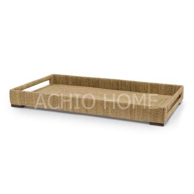 Factory wholesale decorative home antique craft abaca tray new design