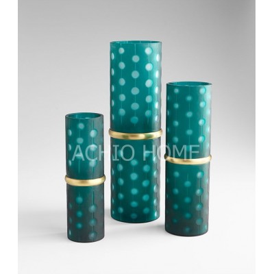 hot selling products home interior glass vase with brass ring